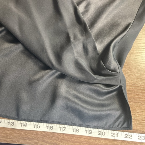 Lafayette 148 Navy Black Silk Combo Draped Long Sleeve Top Medium - Picture 8 of 9